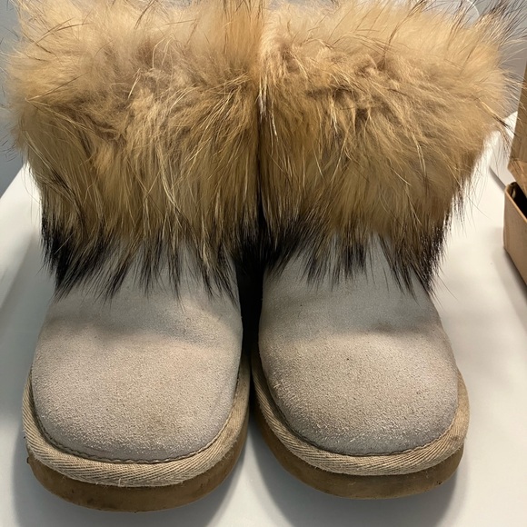 Ugg Furry Beige Winter Boots - Picture 2 of 5